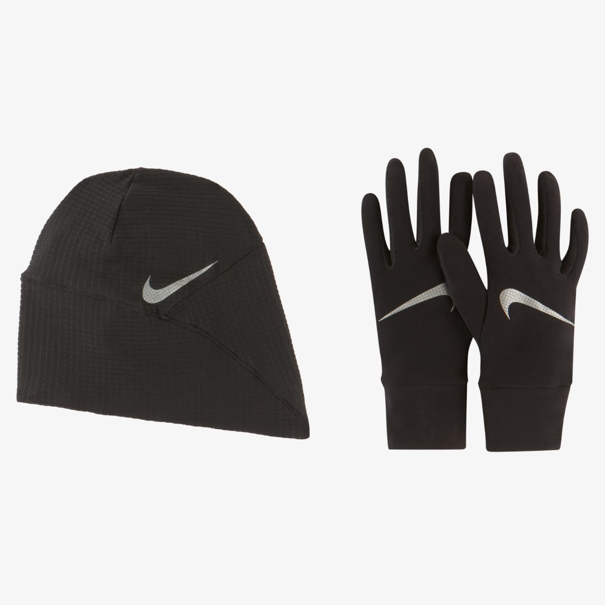 Набор:шапка, перчатки NIKE W ESSENTIAL HAT AND GLOVE SET BLACK/BLACK/SILVER XS/S